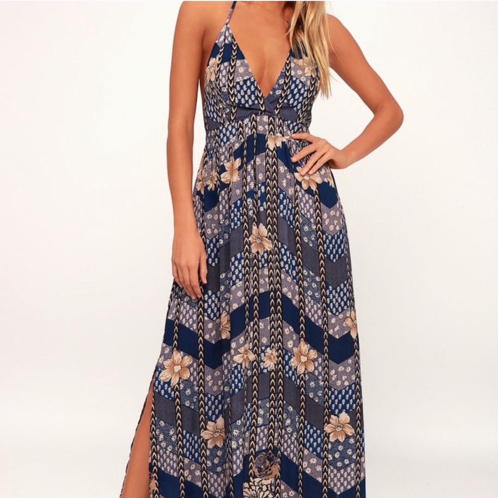 Blue Floral Halter dress